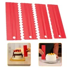 Kit 04 Espátulas Decorativas Grande Para Bolos  Decorados 4 Peças 8 Desenhos Confeitaria Culinária