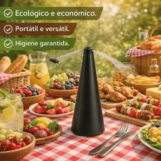 Ventilador Repelente Espanta Moscas Inseto Mosquito Portátil Giratório Rotativo de Mesa Pilha