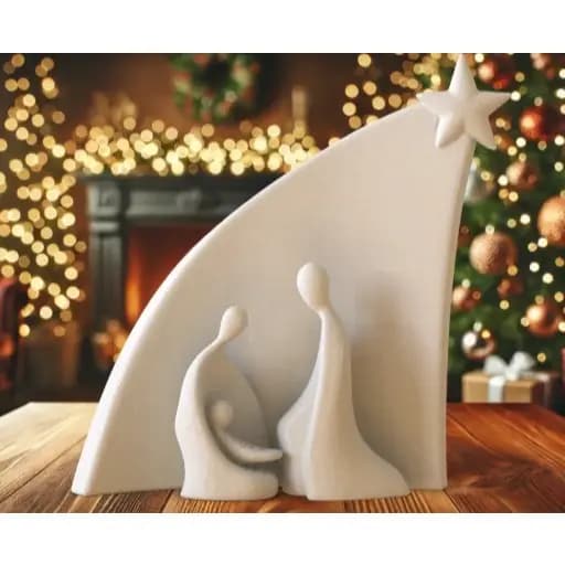 Presépio Minimalista em Impressão 3D – Maria, José e Menino Jesus