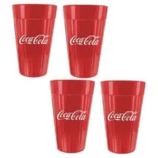4 Copos Americano Coca Cola Vidro Vermelho Original 450ml Nadir Figueiredo