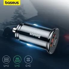 Carregador De Carro Baseus 30W 2 Portas Carga Rápida 4.0