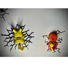 Pikachu de Parede - Decoração Geek com Efeito de Rachadura