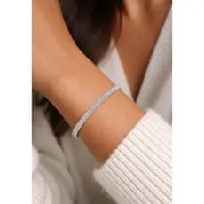 Pulseira Riviera Cristal Folheada no Prata - Brilho 925 Elegante Casamento Presente