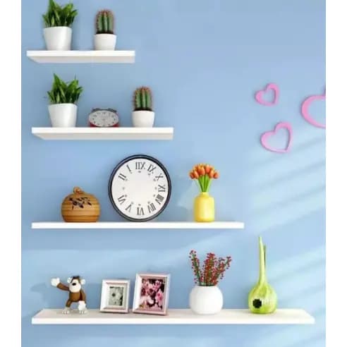 Kit 4 Prateleiras reta 20/30/40/50CM  nicho Branco Suporte decoração sala quarto banheiro escritório