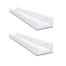 KIT 02 PRATELEIRAS CALHAS 100CM MDF BRANCO PREMIUM