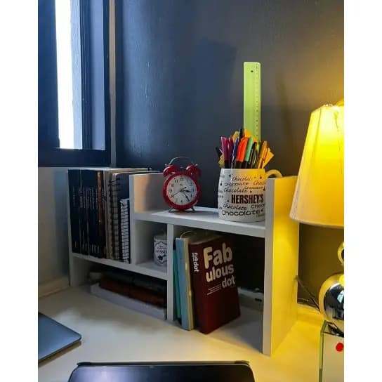 Nicho Organizador Ajustável Mdf De Mesa Decoração Livros Quarto Escritório