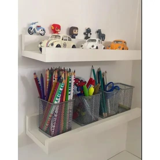 Prateleira Calha Grande Suspensa com 60cm - Porta  lápis, brinquedo, boneco, carrinho, Etc.