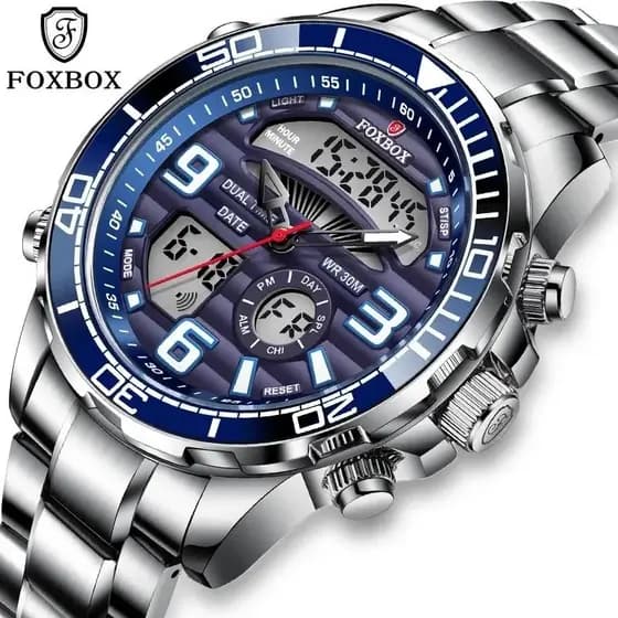 Foxbox Lige Top Marca De Luxo Digital Mens Relógios Top Luxo Esporte Quartz Pulso Para Homens Todo O Aço Militar Relógio