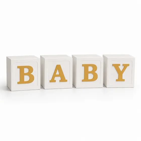 Cubo BABY Decorativo Mdf Pintado 11x11x11 Branco e Dourado