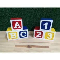 Jogo Cubo ABC Mais 123 10x10cm MDF Colorido