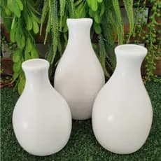 Trio Vaso Cerâmica Decorativo para Arranjos Casa Sala Estante Decoração