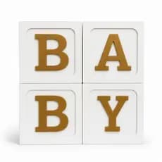 CUBO BABY GRANDE BRANCO E DOURADO 20x20cm MESA FESTA ANIVERSÁRIO