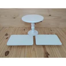 Kit Boleira Média + 2 Bandejas 15x25 Simples MDF Pintado Branco Festa