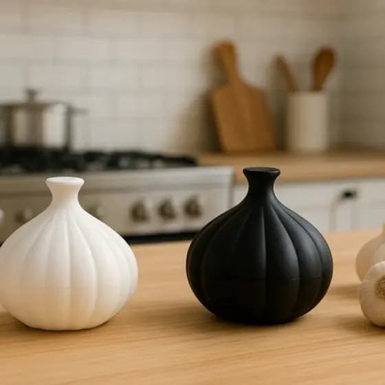 Porta Alho Decorativo 8,5x8,5 cm – Pote de Temperos Moderno para Cozinha Organizada