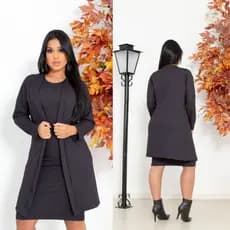 KIT CARDIGA Canelado Ribana Casual + VESTIDO RIBANA – Tendência, Conforto e Estilo! GRATIS UMA CALCINHA PRENDE BARRIGA