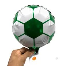 50 Balão Metalizado Bola de Futebol Verde e Branco 22cm 10 Polegadas - Festa Decoração Enfeite