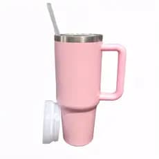 Normal - Copo Caneca (1200 ml) Térmica Inox com Alça e Canudo - Rosa