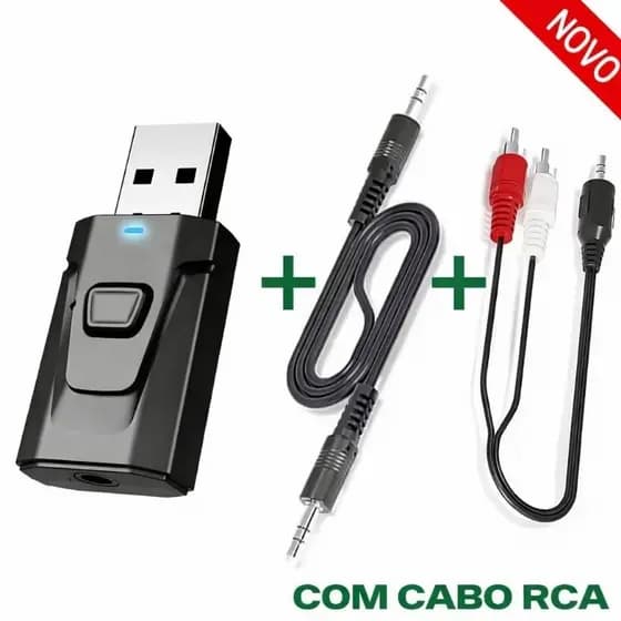 Transmissor e Receptor de Audio 2 em 1 Bluetooth USB 5.4 Para Tv PC Fone de Ouvido Casa Carro