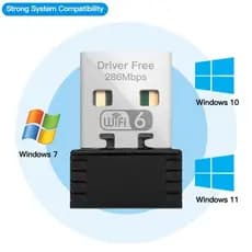 Adaptador USB WiFi 6 Mini AX286 2.4GHz Até 286Mbps Receptor Wireless Win 7/10/11