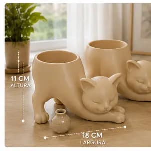 Gato Deitado para Suculentas | Decoração Criativa e Moderna para Ambientes