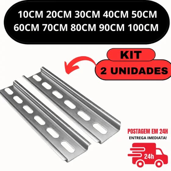 2 Trilho Din Perfurado Galvanizado para Quadro Elétrico Disjuntor Din 2 unid