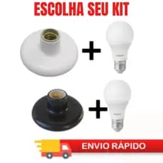 Plafon BRANCO/PRETO Tapa Buraco Bocal Cerâmica E27 Soquete, Lampada 9W, Lampada Led 12W, Lampada 15W