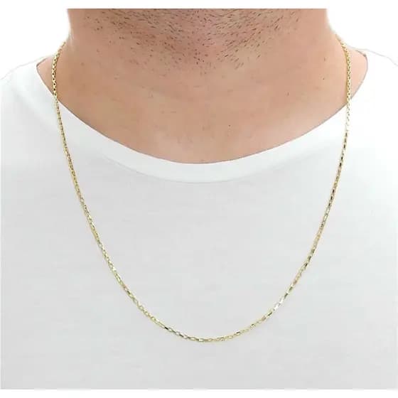 Corrente cordão Tijolinho Dourada Aço Masculina Top