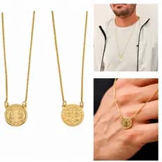 Escapulário São Bento varios modelos dourado ou prata aço inoxidável