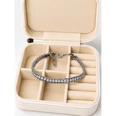 Pulseira feminina lacraia e riviera em aço inoxidavel com zircônia