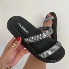 Sandalia rasteira Papete Moleca feminina original Brilho promoção oferta tempo limitado barato