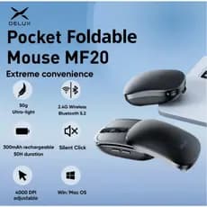 Delux MF20 Mouse Dobrável Sem Fio Ultraleve 50g Portátil Silencioso Clique 2.4G Bluetooth Para Tablet Windows Mac OS Bol