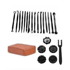 Kit Para Iniciantes : Estecas 16 Pçs + Cortador Carretilha 5 em 1 + 1Kg de Argila Natural