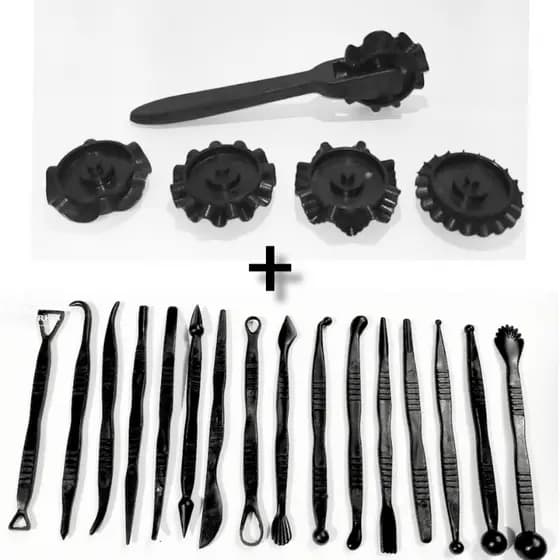 Kit Estecas 16 Peças + Cortador Carretilha 5 em 1