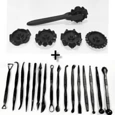 Kit Estecas 16 Peças + Cortador Carretilha 5 em 1