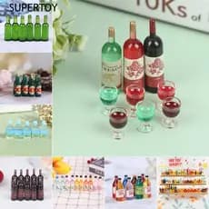 SuperToys 1/12 Dollhouse Simulação Miniatura De Garrafa De Vinho Modelo De Vidro Brinquedos