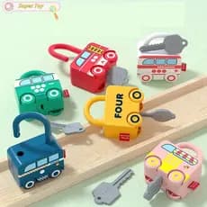 SUPERTOY Crianças Aprendendo Fechaduras Com Chaves Números Educacionais Combinando Contando Brinquedos De Carro Quente