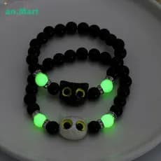 JTN Bonito Grande Olho Gato Pulseiras Luminosas Para Mulheres Dos Desenhos Animados Animal Pingente Frisado Mão Corrente