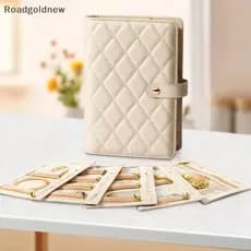 RGN Couro Livro De Armazenamento De Jóias Zíper Bolsos Claros Caixa De Embalagem Colar Pasta Display Produto Para Mulher