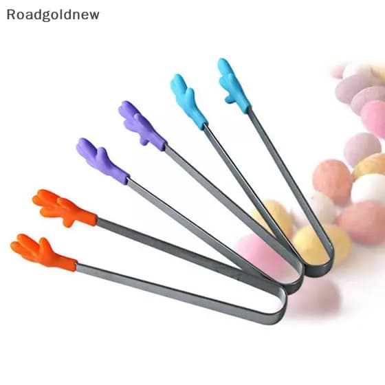 RGN Silicone Aço Inoxidável Cozinhar Cozinha Pinça De Gelo Comida Churrasco Salada Clipe De Mão NW