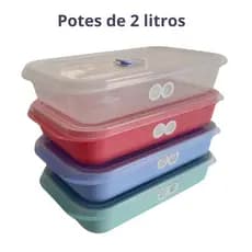 Potes herméticos 2 Litros Dup Tampa c/ Válvula BBA FREE Micro-ondas Freezer