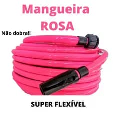 Mangueira Jardim Rosa Super Flexível Reforçada 07 10 15 20 25 30 Metros 1/2x2,0mm Com Esguicho e Engate