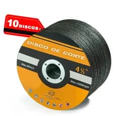 Kit 10 Disco Corte Metal 115mm Aço Inox 4.1/2 Esmerilhadeira
