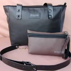 KIT BOLSA  FEMININA 3 EM 1 + NECESSAIRE E A ALÇA VIRA UM CINTO PRETA LUXO