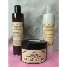 Kit Capilar Shampoo Condicionador e Creme HIdratante Artesanal