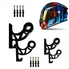 Kit 4 Suportes de Parede para Capacete Mochila Jaqueta Chaveiro Multiuso Aço Fixação Fácil Organizador Ambiente Moto