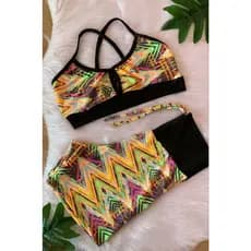 Conjunto Fitness Academia Top e Short Cós Alto Roupa fitness
