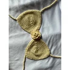 Top cropped biquini em crochê com forro moda feminina