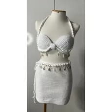 Conjunto em crochê moda feminina