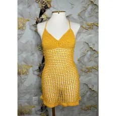 Saida de praia vestido em croche FORRADO NOS SEIOS Moda praia feminina