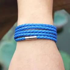 Pulseira de Couro 5 Voltas Azul